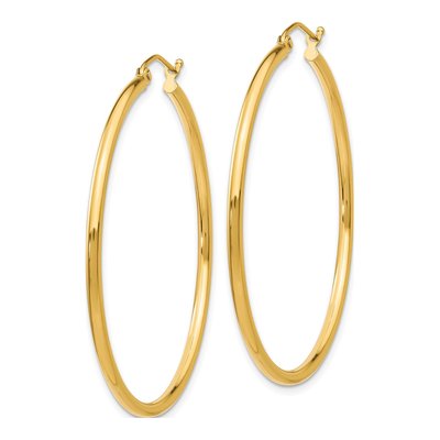 10K Yellow Gold 45mm Tube Hoop Earrings – view 3