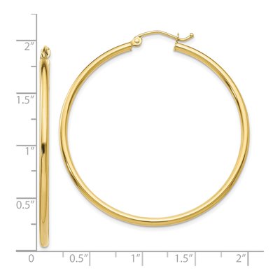 10K Yellow Gold 45mm Tube Hoop Earrings – view 4