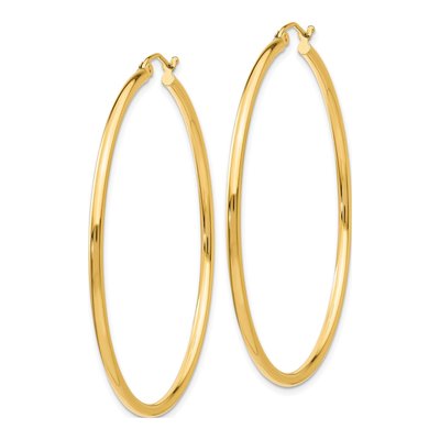 10K Yellow Gold 50mm Tube Hoop Earrings – view 3
