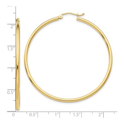 10K Yellow Gold 50mm Tube Hoop Earrings – view 4