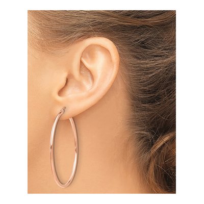10K Rose Gold 50mm Tube Hoop Earrings – view 4
