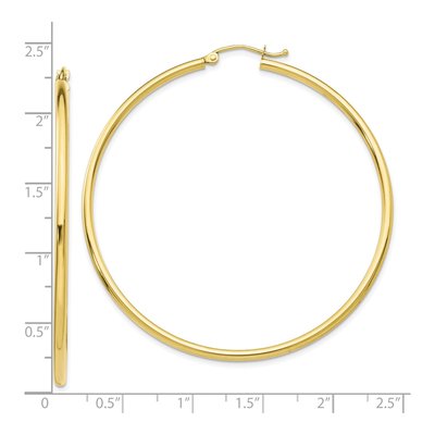 10K Yellow Gold 50mm Tube Hoop Earrings – view 5