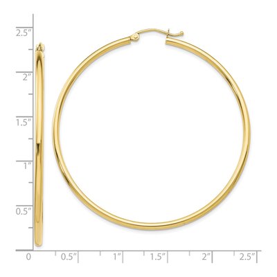 10K Yellow Gold 55mm Tube Hoop Earrings – view 4