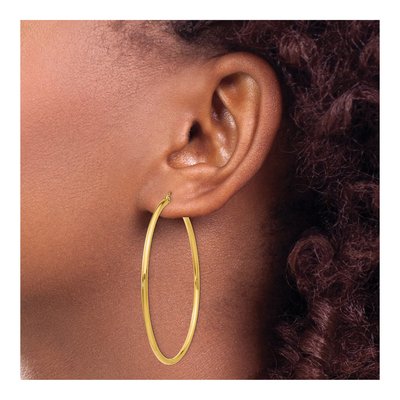 10K Yellow Gold 55mm Tube Hoop Earrings – view 5
