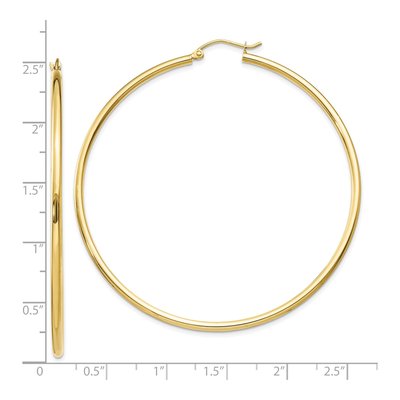 10K Yellow Gold 60mm Tube Hoop Earrings – view 4