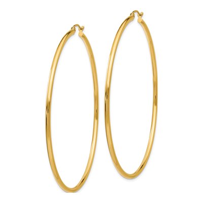 10K Yellow Gold 65mm Tube Hoop Earrings – view 3