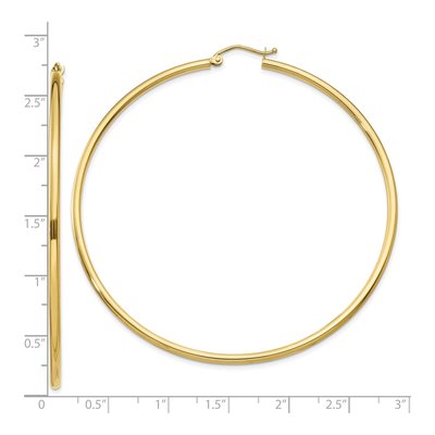 10K Yellow Gold 65mm Tube Hoop Earrings – view 4