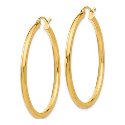 10K Yellow Gold 40mm Tube Hoop Earrings – view 3