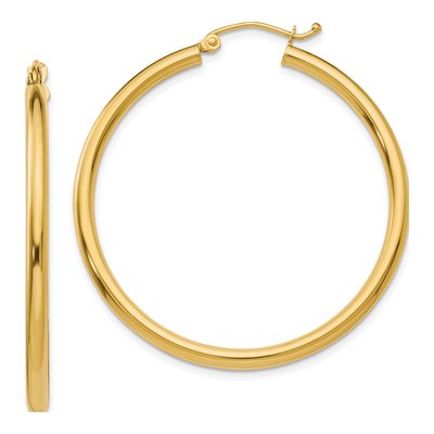 10K Yellow Gold 40mm Tube Hoop Earrings