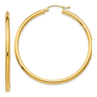 10K Yellow Gold 45mm Tube Hoop Earrings