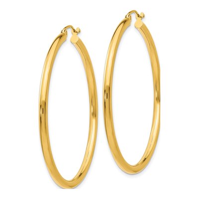 10K Yellow Gold 45mm Tube Hoop Earrings – view 3