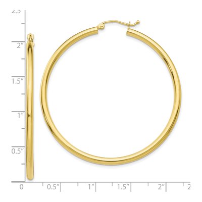 10K Yellow Gold 50mm Tube Hoop Earrings – view 5