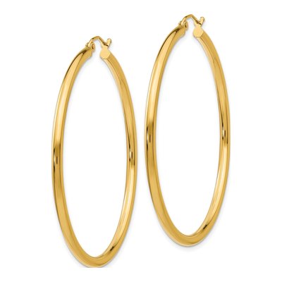10K Yellow Gold 50mm Tube Hoop Earrings – view 3