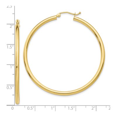 10K Yellow Gold 50mm Tube Hoop Earrings – view 4
