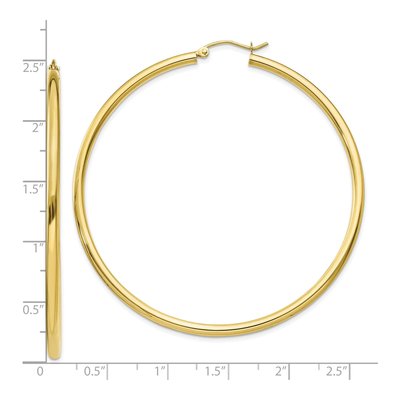 10K Yellow Gold 60mm Tube Hoop Earrings – view 5