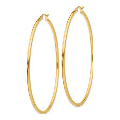 10K Yellow Gold 65mm Tube Hoop Earrings – view 3