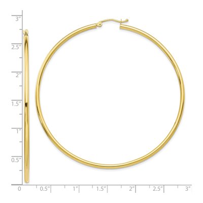 10K Yellow Gold 65mm Tube Hoop Earrings – view 5