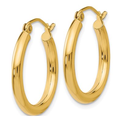 10K Yellow Gold 20mm Tube Hoop Earrings – view 3