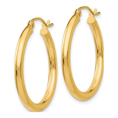 10K Yellow Gold 25mm Tube Hoop Earrings – view 3