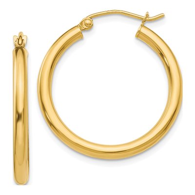 10K Yellow Gold 25mm Tube Hoop Earrings
