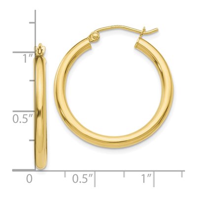10K Yellow Gold 25mm Tube Hoop Earrings – view 4