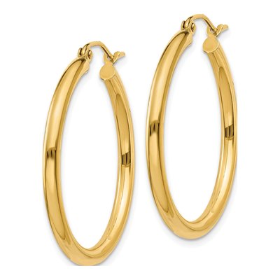 10K Yellow Gold 30mm Tube Hoop Earrings – view 3