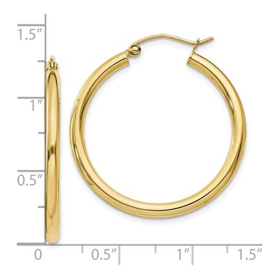 10K Yellow Gold 30mm Tube Hoop Earrings – view 4