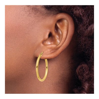 10K Yellow Gold 30mm Tube Hoop Earrings – view 5