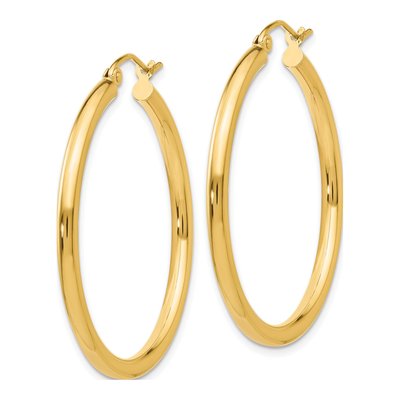 10K Yellow Gold 35mm Tube Hoop Earrings – view 3