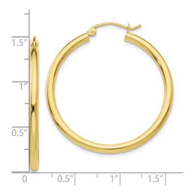 10K Yellow Gold 35mm Tube Hoop Earrings – view 5