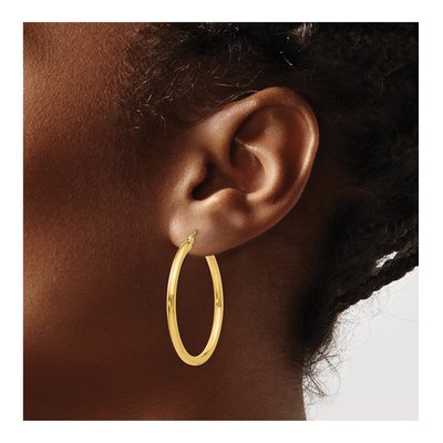 10K Yellow Gold 35mm Tube Hoop Earrings – view 5