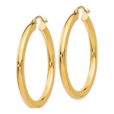 10K Yellow Gold 35mm Tube Hoop Earrings – view 3