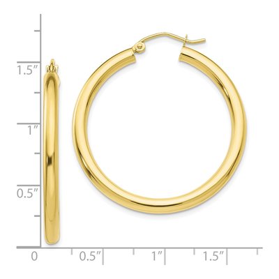 10K Yellow Gold 35mm Tube Hoop Earrings – view 5