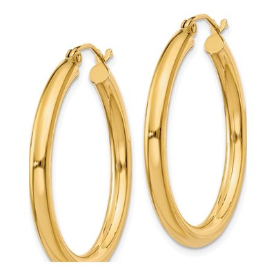 10K Yellow Gold 30mm Tube Hoop Earrings – view 3