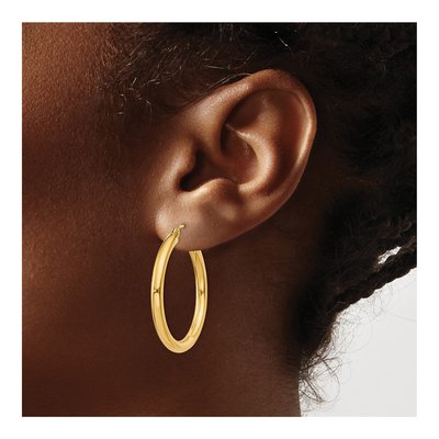 10K Yellow Gold 30mm Tube Hoop Earrings – view 4
