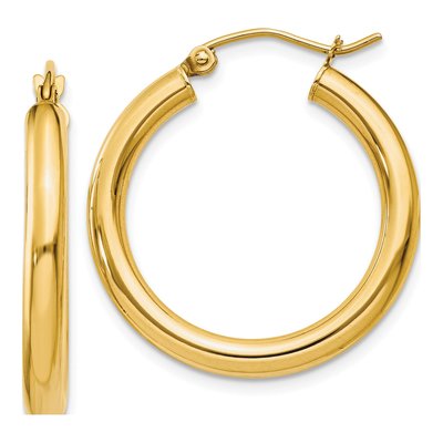 10K Yellow Gold 25mm Tube Hoop Earrings