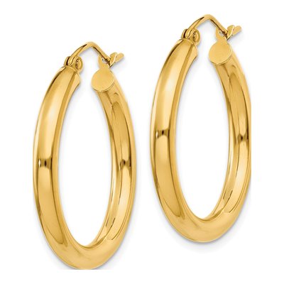 10K Yellow Gold 25mm Tube Hoop Earrings – view 3