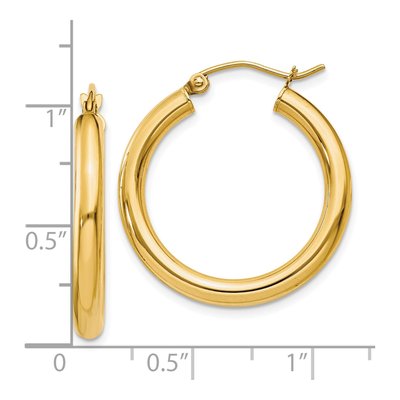 10K Yellow Gold 25mm Tube Hoop Earrings – view 5