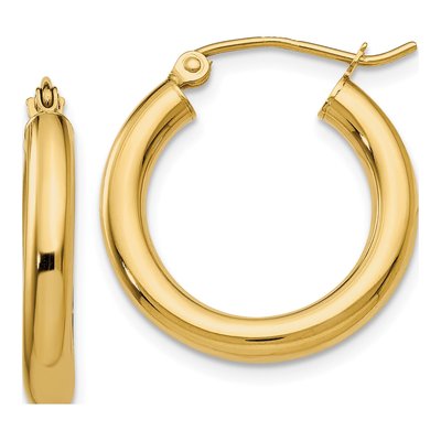 10K Yellow Gold 20mm Tube Hoop Earrings