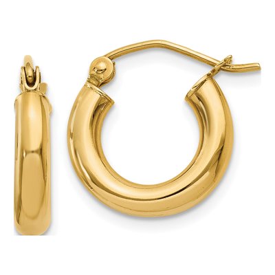 10K Yellow Gold 15mm Tube Hoop Earrings