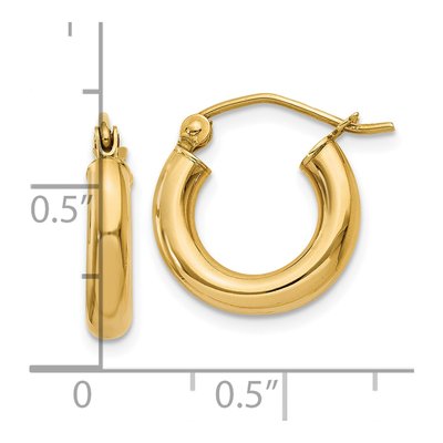 10K Yellow Gold 14mm Tube Hoop Earrings – view 5