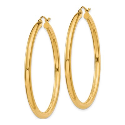 10K Yellow Gold 45mm Tube Hoop Earrings – view 3