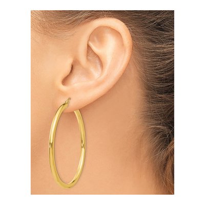 10K Yellow Gold 50mm Tube Hoop Earrings – view 4