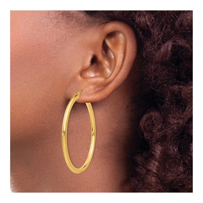 10K Yellow Gold 50mm Tube Hoop Earrings – view 4
