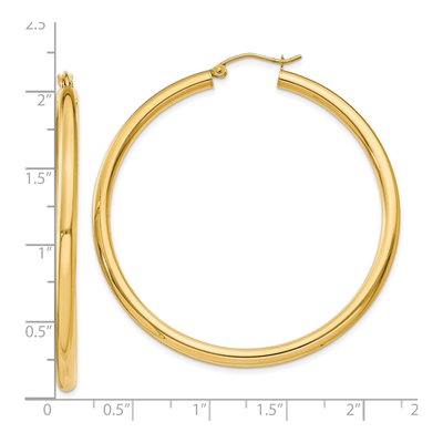 10K Yellow Gold 50mm Tube Hoop Earrings – view 5