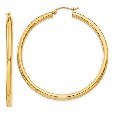 10K Yellow Gold 50mm Tube Hoop Earrings