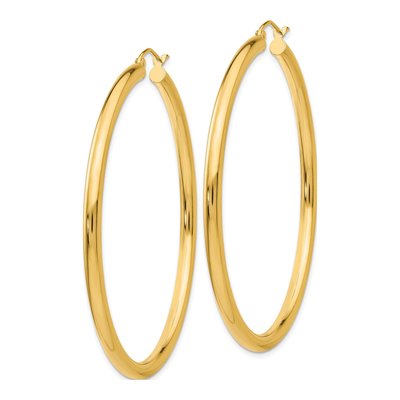 10K Yellow Gold 55mm Tube Hoop Earrings – view 3