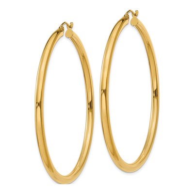 10K Yellow Gold 55mm Tube Hoop Earrings – view 3