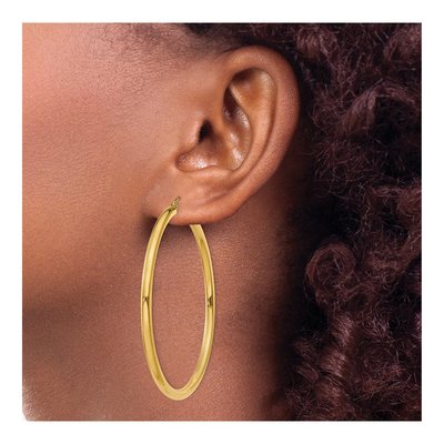 10K Yellow Gold 55mm Tube Hoop Earrings – view 4