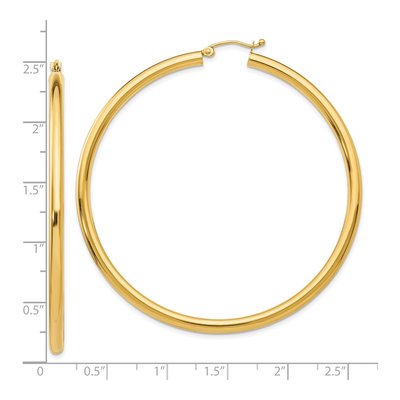 10K Yellow Gold 60mm Tube Hoop Earrings – view 5